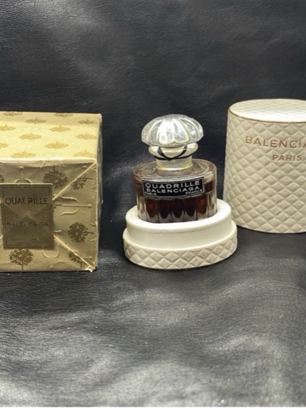 Sealed Vintage 50s Balenciaga Quadrille Perfume 1/2 oz NOS with case box